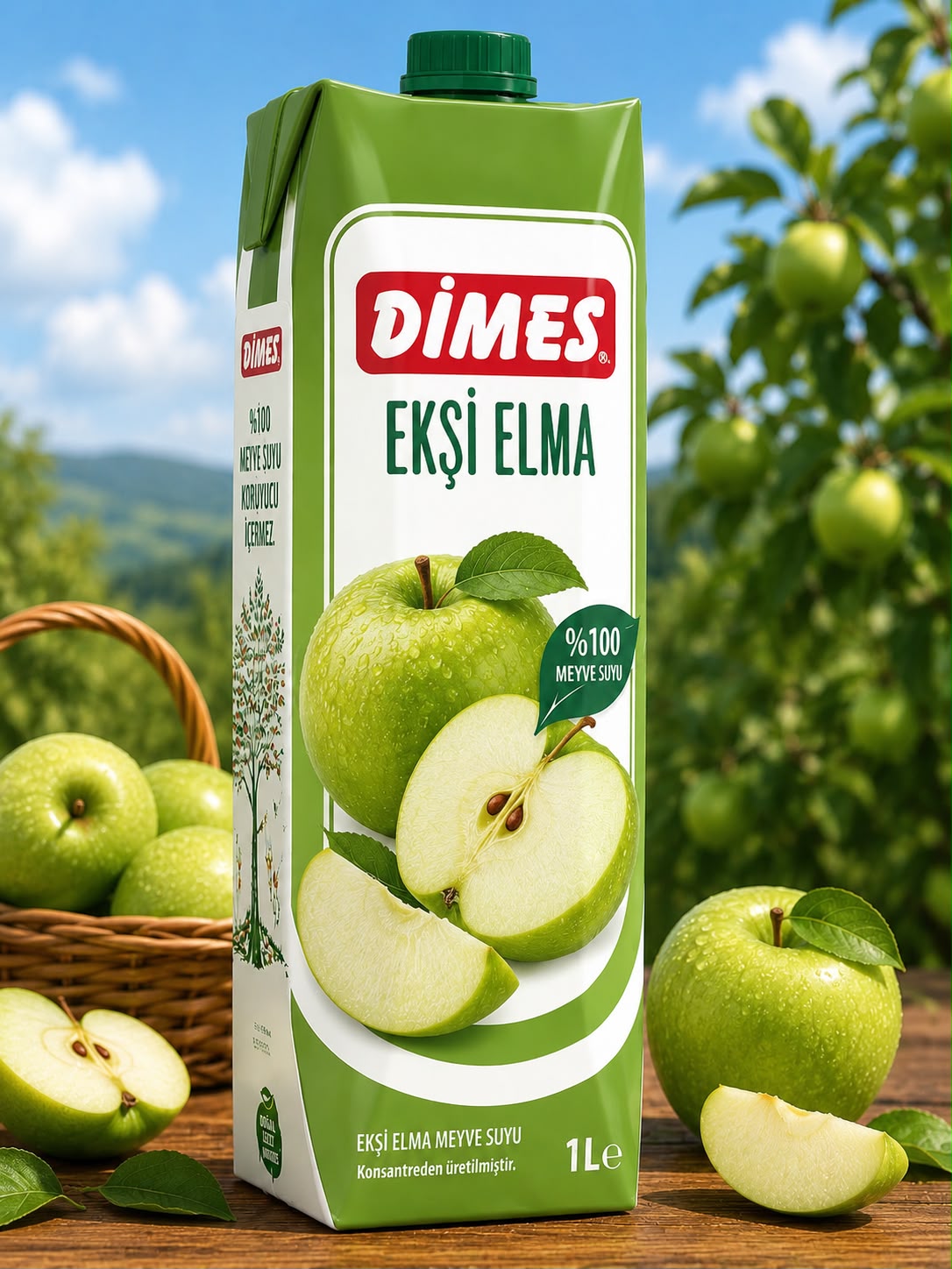 Dimes Active Ekşi Elma 1 Litre (12 Li)